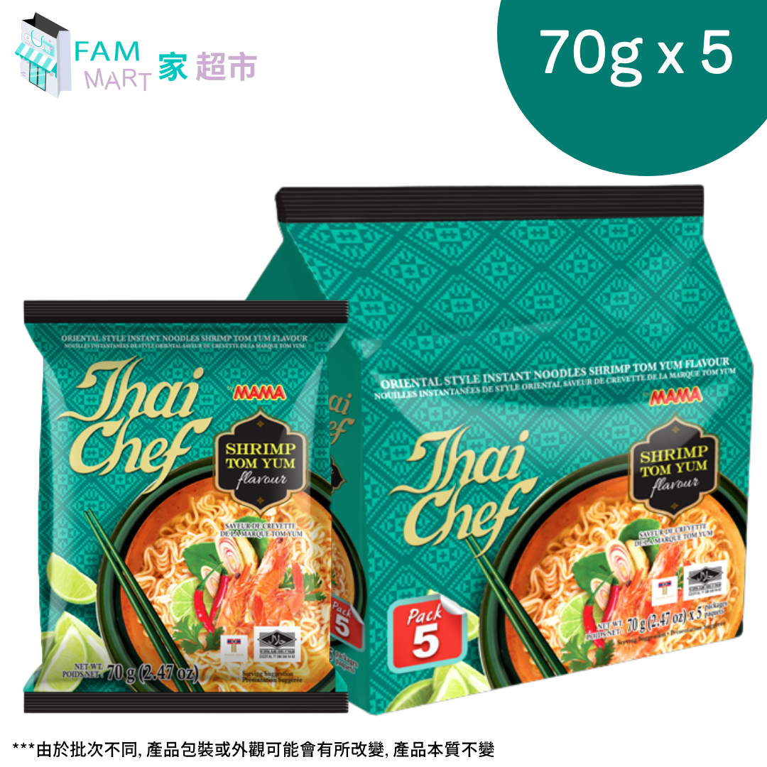 Thai Chef - 蝦味青檸冬蔭即沖即食麵 70g x 5