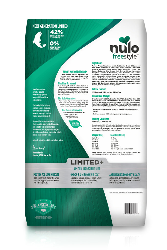 Nulo Freestyle - 無穀物高肉低敏乾糧幼及成犬配方 (鱈魚、扁豆)4.5磅