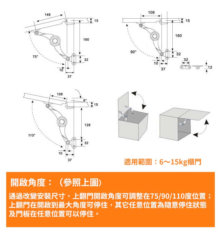 (2個)隨意停櫃門氣撐架