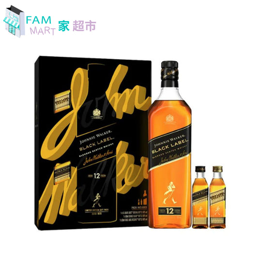 Johnnie Walker Black Label 威士忌禮盒 700ml + 50ml x2