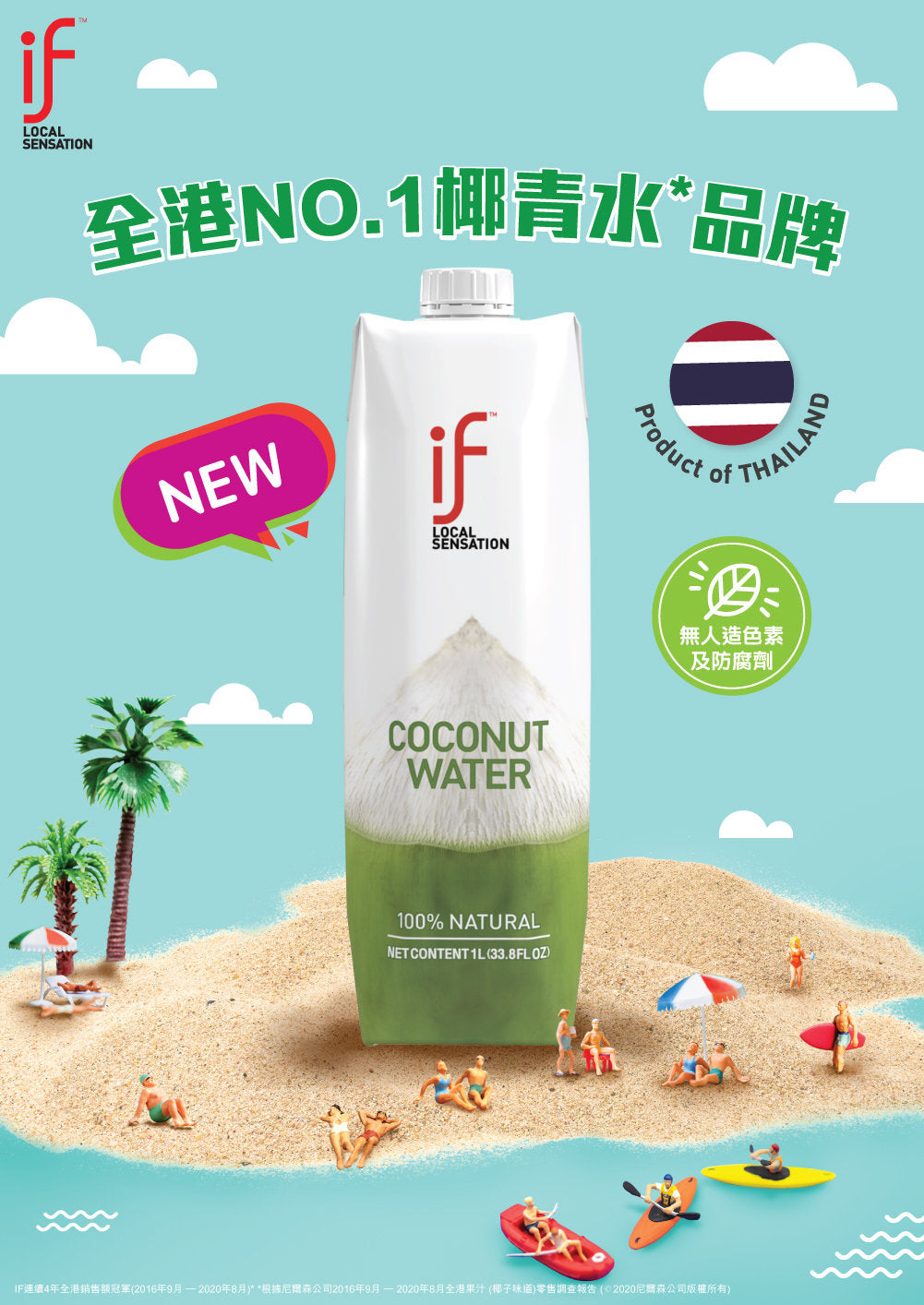 [原箱12支] IF 100%椰青水 1L x 12支