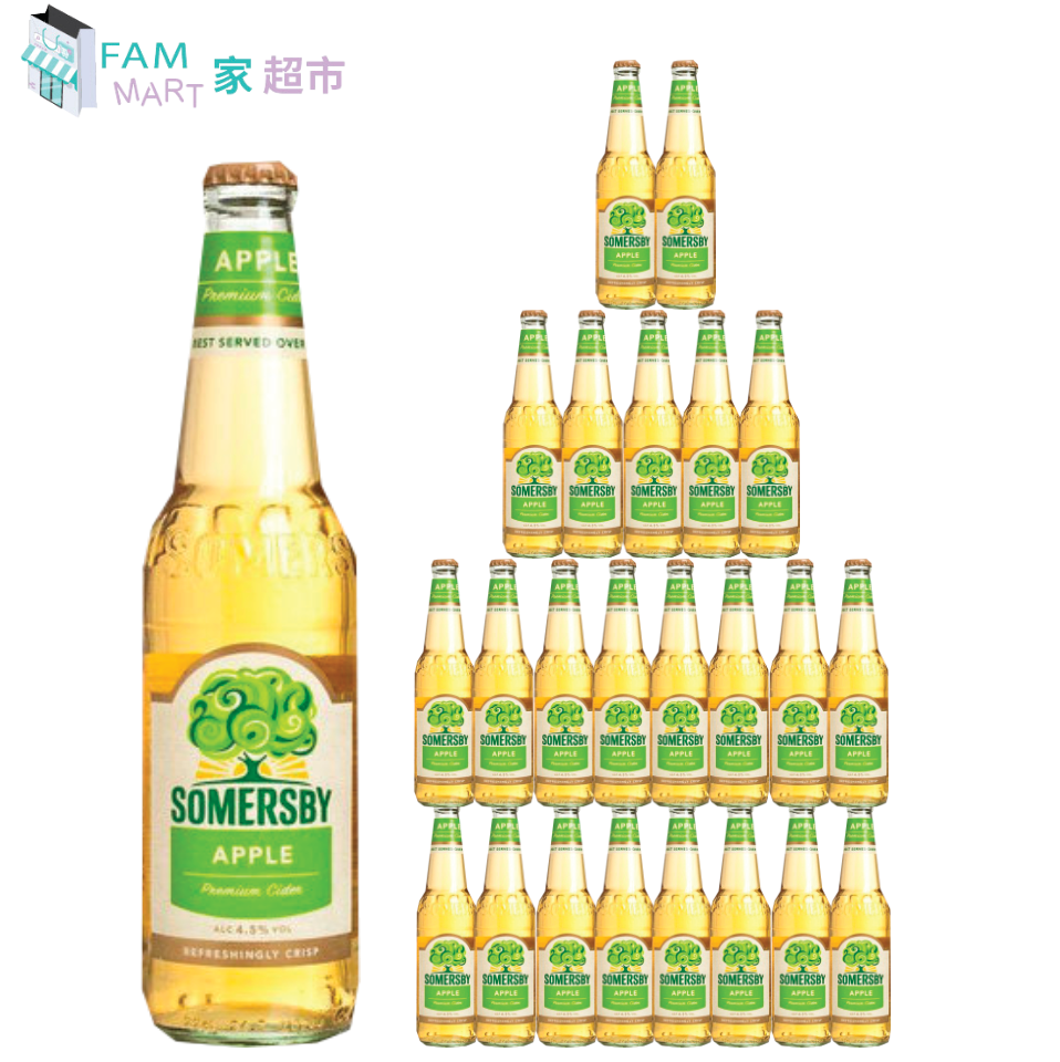 Somersby - [原箱24樽] (玻璃樽)Somersby蘋果氣酒(330ml x 24樽)