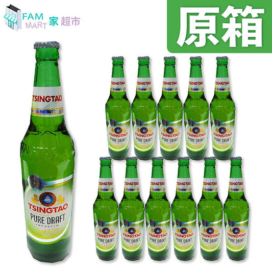 青島 - [原箱12樽] 青島(大玻璃樽)"純生"啤酒 (640ml x 12)